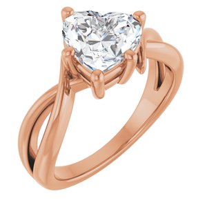 10K Rose Gold 8x8 mm Heart Ring Mounting