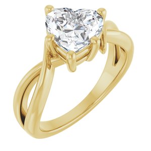 18K Yellow Gold 8x8 mm Heart Ring Mounting