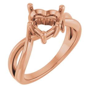 14K Rose Gold 8x8 mm Heart Ring Mounting – image 2