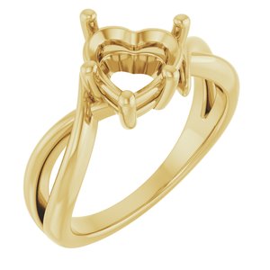 18K Yellow Gold 8x8 mm Heart Ring Mounting – image 2