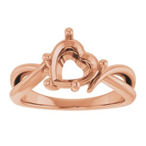 10K Rose Gold 8x8 mm Heart Ring Mounting – image 6
