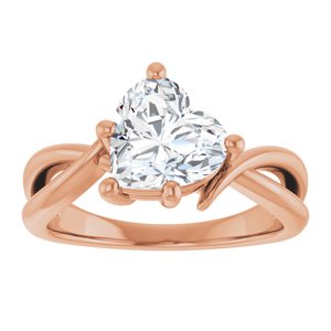 10K Rose Gold 8x8 mm Heart Ring Mounting – image 5
