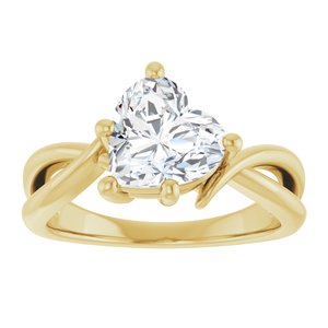14K Yellow Gold 8x8 mm Heart Ring Mounting – image 5