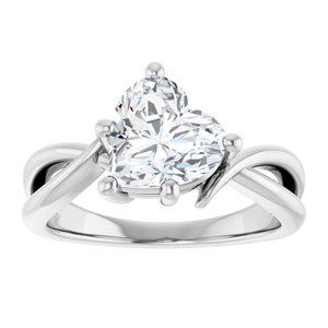 18K White Gold 8x8 mm Heart Ring Mounting – image 5