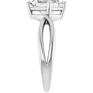 10K White Gold 8x6 mm Emerald Ring Mounting – image 7