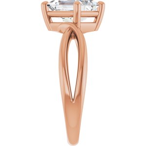 14K Rose Gold 8x6 mm Emerald Ring Mounting – image 7