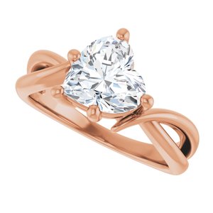 10K Rose Gold 8x8 mm Heart Ring Mounting – image 8