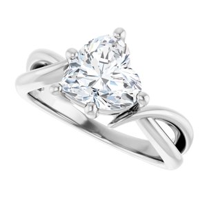 14K X1 White Gold 8x8 mm Heart Ring Mounting – image 8