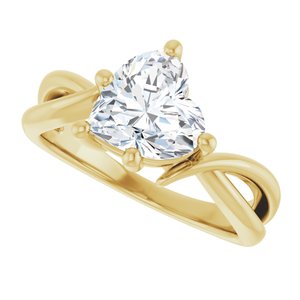 18K Yellow Gold 8x8 mm Heart Ring Mounting – image 8