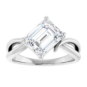 14K X1 White Gold 8.5x6.5 mm Emerald Ring Mounting – image 5