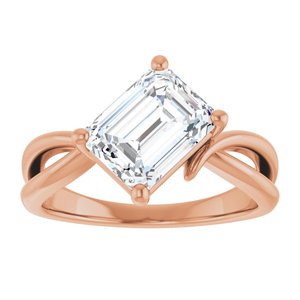 14K Rose Gold 8.5x6.5 mm Emerald Ring Mounting – image 5