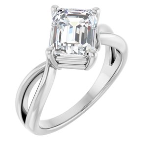 10K White Gold 8.5x6.5 mm Emerald Ring Mounting