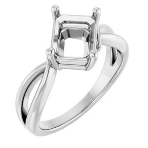 10K White Gold 8.5x6.5 mm Emerald Ring Mounting – image 2
