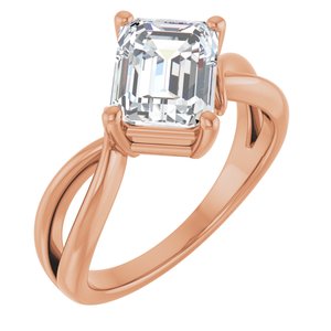 14K Rose Gold 8.5x6.5 mm Emerald Ring Mounting