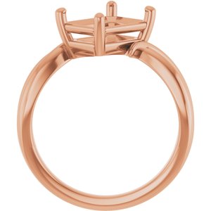 10K Rose Gold 9x7 mm Emerald Ring Mounting – image 4