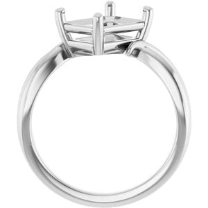 14K X1 White Gold 9x7 mm Emerald Ring Mounting – image 4