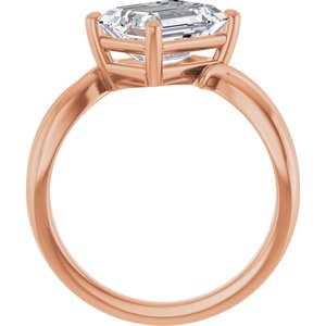 10K Rose Gold 9x7 mm Emerald Ring Mounting – image 3
