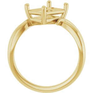 14K Yellow Gold 9x7 mm Emerald Ring Mounting – image 4