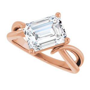 10K Rose Gold 9x7 mm Emerald Ring Mounting – image 8