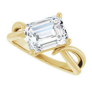 18K Yellow Gold 9x7 mm Emerald Ring Mounting – image 8
