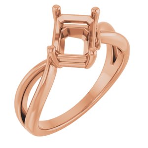 14K Rose Gold 8x6 mm Emerald Ring Mounting – image 2