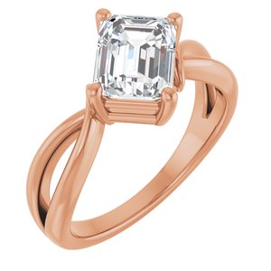 18K Rose Gold 8x6 mm Emerald Ring Mounting