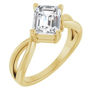 18K Yellow Gold 8x6 mm Emerald Ring Mounting