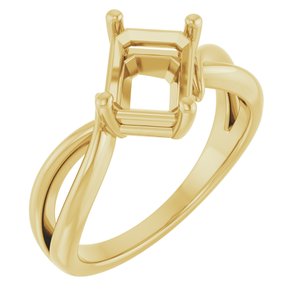 10K Yellow Gold 8x6 mm Emerald Ring Mounting – image 2