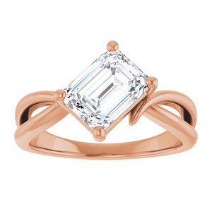 14K Rose Gold 8x6 mm Emerald Ring Mounting – image 5