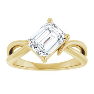 10K Yellow Gold 8x6 mm Emerald Ring Mounting – image 5