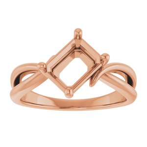 18K Rose Gold 8x6 mm Emerald Ring Mounting – image 6