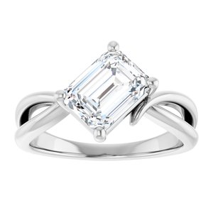 18K White Gold 8x6 mm Emerald Ring Mounting – image 5