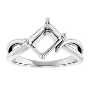 14K White Gold 8x6 mm Emerald Ring Mounting – image 6