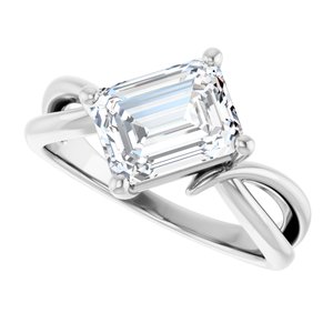 10K White Gold 8.5x6.5 mm Emerald Ring Mounting – image 8