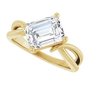 14K Yellow Gold 8.5x6.5 mm Emerald Ring Mounting – image 8
