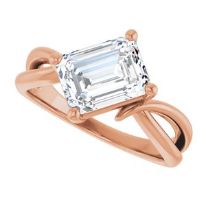 14K Rose Gold 8.5x6.5 mm Emerald Ring Mounting – image 8