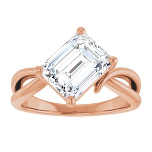 10K Rose Gold 9x7 mm Emerald Ring Mounting – image 5