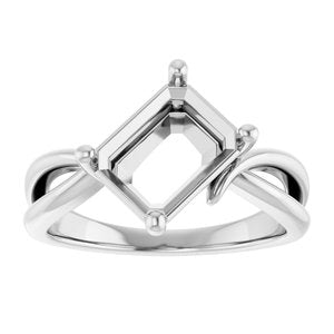 14K White Gold 9x7 mm Emerald Ring Mounting – image 6