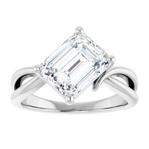 14K X1 White Gold 9x7 mm Emerald Ring Mounting – image 5