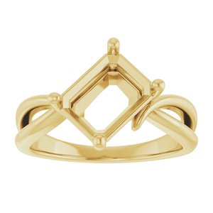 18K Yellow Gold 9x7 mm Emerald Ring Mounting – image 6