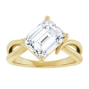 10K Yellow Gold 9x7 mm Emerald Ring Mounting – image 5