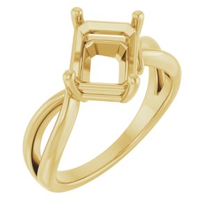 10K Yellow Gold 9x7 mm Emerald Ring Mounting – image 2