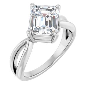 14K X1 White Gold 9x7 mm Emerald Ring Mounting