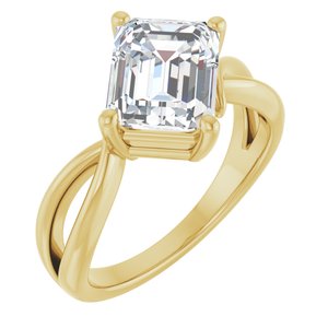 14K Yellow Gold 9x7 mm Emerald Ring Mounting