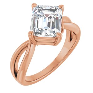 14K Rose Gold 9x7 mm Emerald Ring Mounting