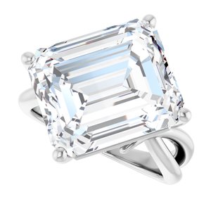 18K White Gold 14x12 mm Emerald Ring Mounting – image 8
