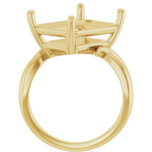 18K Yellow Gold 14x12 mm Emerald Ring Mounting – image 4