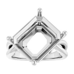 18K White Gold 14x12 mm Emerald Ring Mounting – image 6