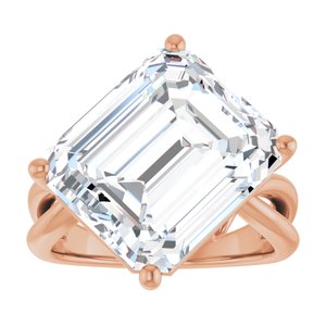 14K Rose Gold 14x12 mm Emerald Ring Mounting – image 5
