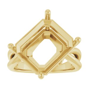 18K Yellow Gold 14x12 mm Emerald Ring Mounting – image 6